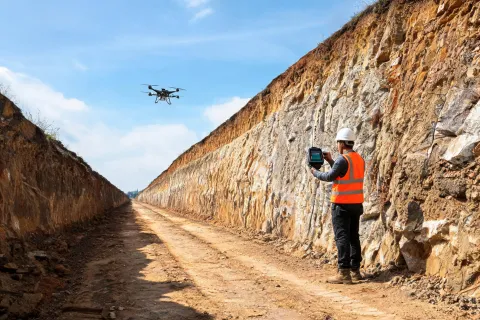 Density testing near excavator cut face